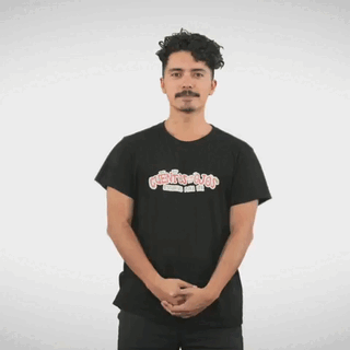Seña "¿Qué hacemos?" en LSCh Persona realizando la seña en lengua de señas chilena para "¿Qué hacemos?"